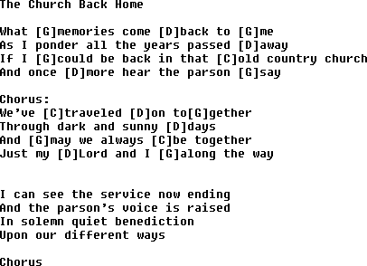 Bluegrass songs with chords - The Church Back Home
